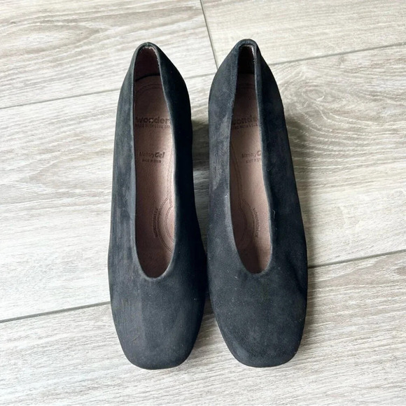 Wonders Black Suede Block Chunky Heel Pumps Made in  Spain - Picture 2 of 14